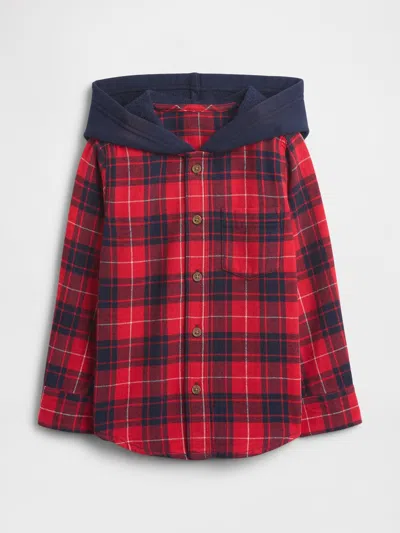 Gap Factory Babygap Hooded Flannel Shirt In Red