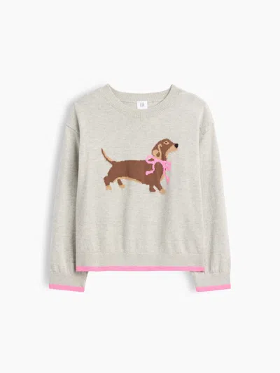 Gap Factory Babygap Intarsia Crewneck Sweater In Gray Dog