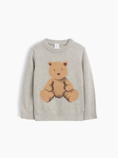 Gap Factory Babygap Intarsia Sweater In Light Heather Gray Bear