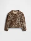Gap Factory Babygap Leopard Print Peter Pan Denim Jacket In Brown