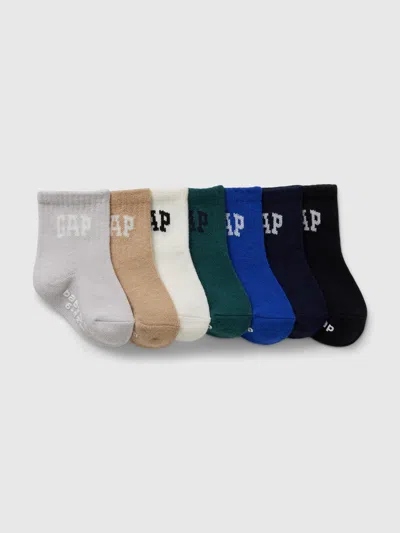 Gap Factory Babygap Logo Crew Socks (7-pack) In Blue
