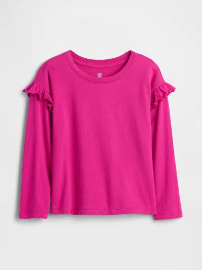 Gap Factory Babygap Logo Ruffle Crewneck T-shirt In Pink