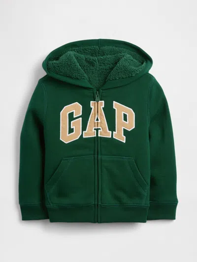 Gap Factory Babygap Logo Sherpa-lined Zip Hoodie In Gray