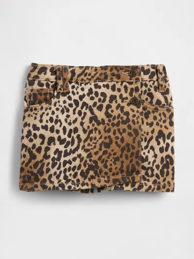 Gap Factory Babygap Print Denim Skort In Brown