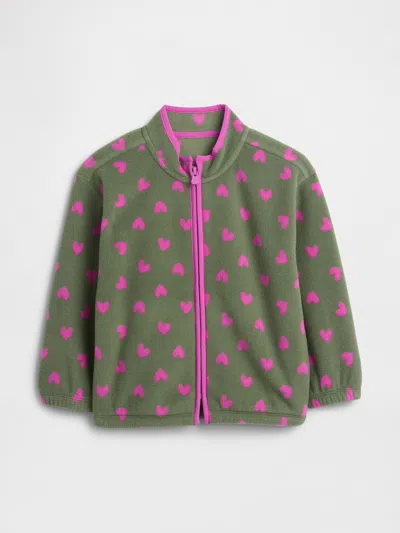 Gap Factory Babygap Print Fleece Zip Sweatshirt In Green