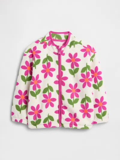 Gap Factory Babygap Print Fleece Zip Sweatshirt In Pink