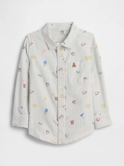 Gap Factory Babygap Print Oxford Shirt In White
