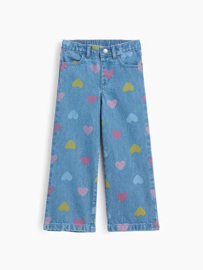 Gap Factory Babygap Print Wide-leg Jeans In Light Wash Hearts