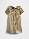 Gap Factory Babygap Puff Sleeve Bow Dress In Gold