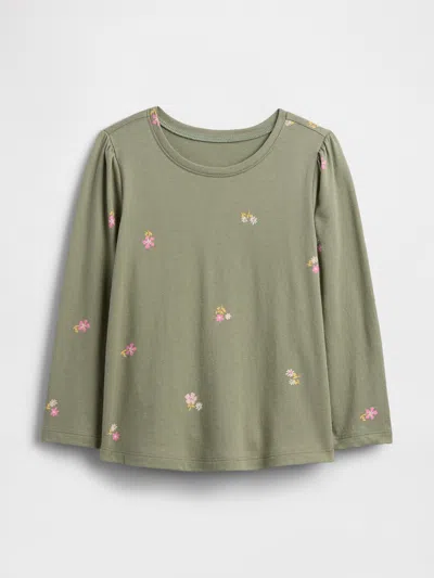 Gap Factory Babygap Puff Sleeve Crewneck T-shirt In Green
