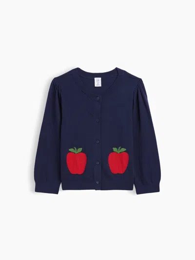 Gap Factory Babygap Puff Sleeve Graphic Cardigan In Purple