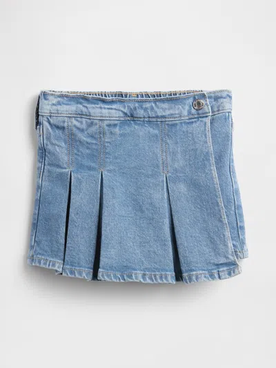 Gap Factory Babygap Pull-on Pleated Denim Skort In Blue