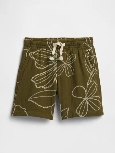 Gap Factory Babygap Pull-on Print Gauze Shorts In Green