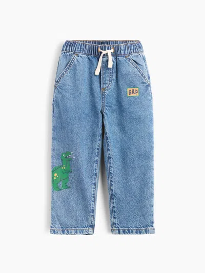 Gap Factory Babygap Pull-on Baggy Jeans In Medium Wash Dino