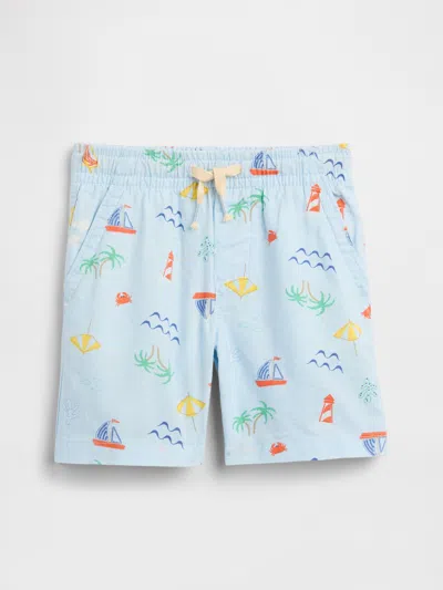Gap Factory Babygap Pull-on Linen-blend Shorts In Blue