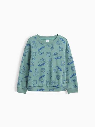 Gap Factory Babygap Relaxed Crewneck Sweatshirt In Boggy Green Dogs