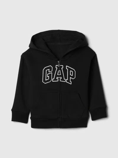 Gap Factory Babygap Relaxed Logo Zip Hoodie In Black
