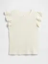 Gap Factory Babygap Ribbed Flutter Sleeve T-shirt In Neutral