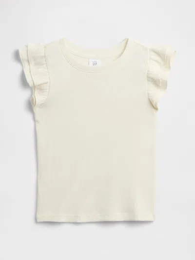 Gap Factory Babygap Ribbed Flutter Sleeve T-shirt In Neutral