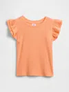 Gap Factory Babygap Ribbed Flutter Sleeve T-shirt In Orange
