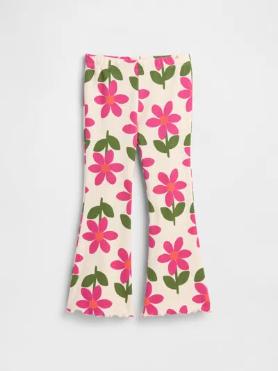 Gap Factory Babygap Ribbed Pull-on Print Flare Leggings In Pink