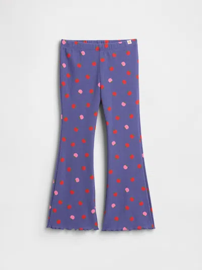 Gap Factory Babygap Ribbed Pull-on Print Flare Leggings In Purple
