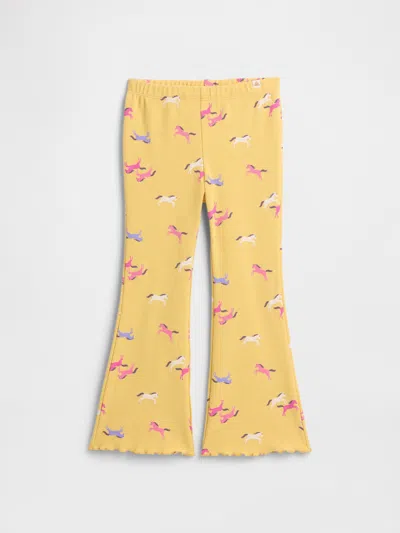 Gap Factory Babygap Ribbed Pull-on Print Flare Leggings In Yellow