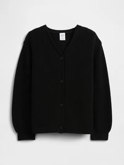 Gap Factory Babygap Shaker-stitch V-neck Cardigan In Black