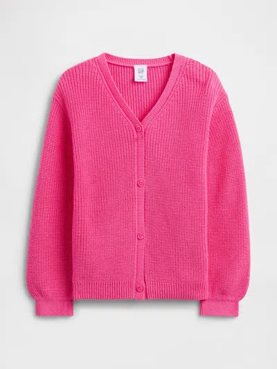 Gap Factory Babygap Shaker-stitch V-neck Cardigan In Pink