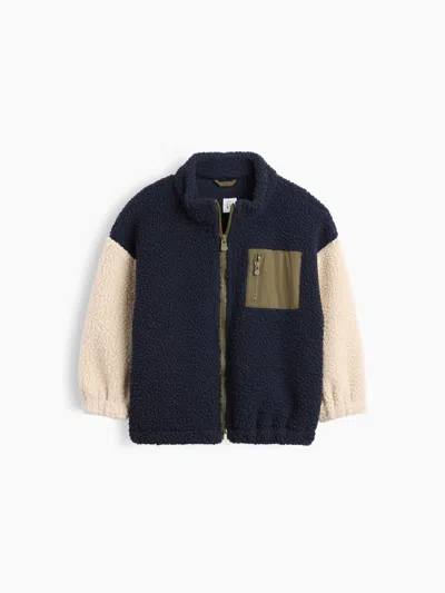 Gap Factory Babygap Sherpa Colorblock Jacket In New Classic Navy