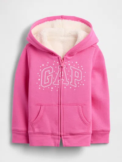 Gap Factory Babygap Sherpa Logo Hoodie In Pink