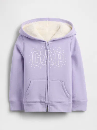 Gap Factory Babygap Sherpa Logo Hoodie In Purple