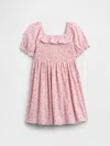 Gap Factory Babygap Smocked Puff Sleeve Dress In Multi
