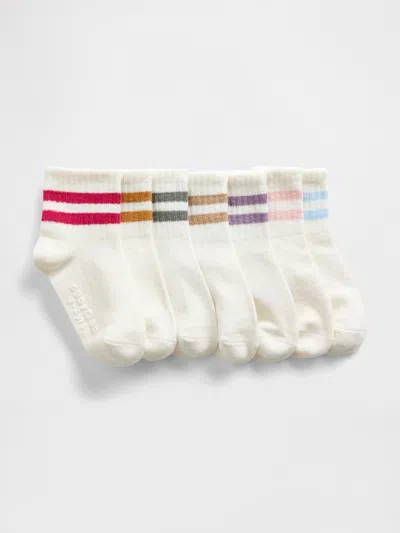 Gap Factory Babygap Stripe Crew Socks (7-pack) In White