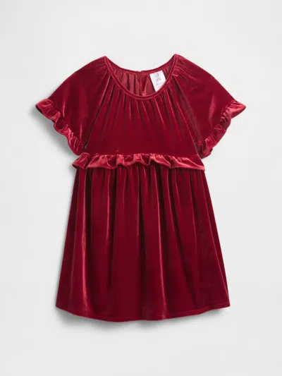 Gap Factory Babygap Velour Ruffle Dress In Red