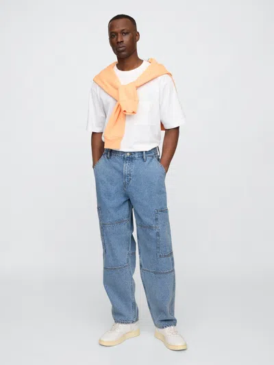 Gap Factory Baggy Utility Cargo Jeans In Blue