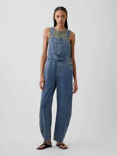 Gap Factory Barrel Denim Overalls In Blue