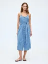 Gap Factory Belted Denim Midi Dress In Blue