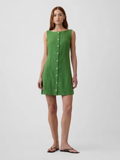 Gap Factory Boatneck Button-front Mini Dress In Multi