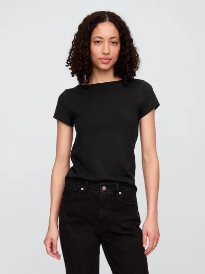 Gap Factory Boatneck Open-back T-shirt In Black