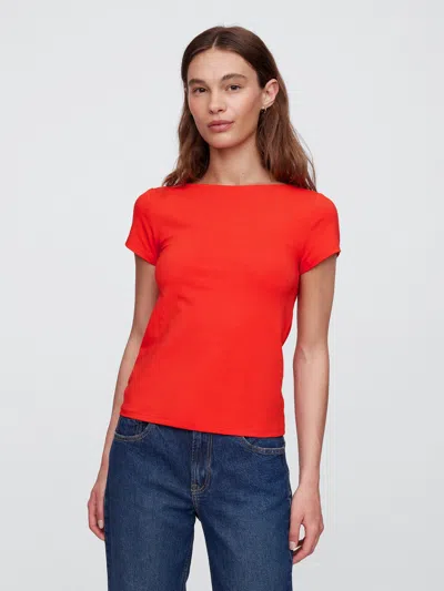 Gap Factory Boatneck Open-back T-shirt In Red