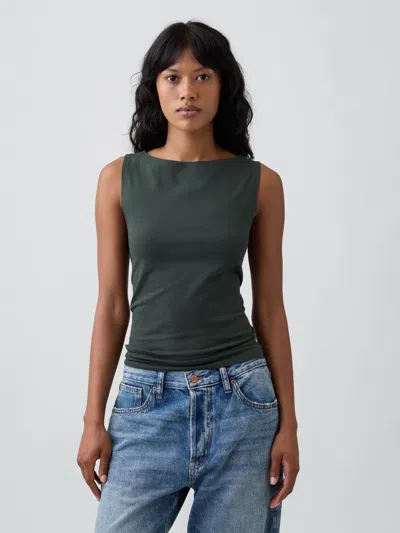 Gap Factory Boatneck Tank Top In Black Grass