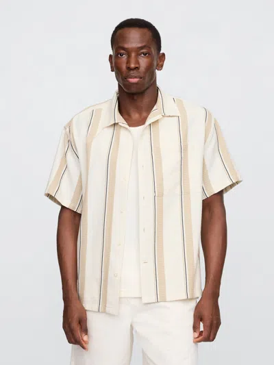 Gap Factory Boxy Gauze Texture-stripe Vacay Shirt In Multi