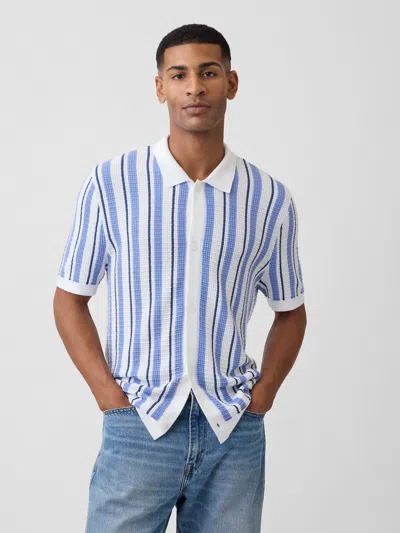 Gap Factory Button-up Sweater Polo Shirt Shirt In Blue