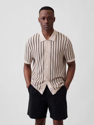 Gap Factory Button-up Sweater Polo Shirt Shirt In Neutral