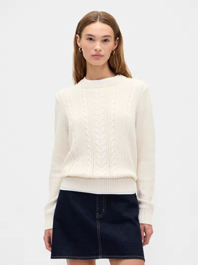 Gap Factory Cable-knit Crewneck Sweater In White