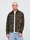 Gap Factory Camo Print Oxford Shirt In Boxy Fit In Green
