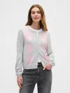 Gap Factory Cashsoft Argyle Crewneck Cardigan In Gray
