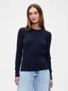 Gap Factory Cashsoft Cable-knit Crewneck Sweater In Blue