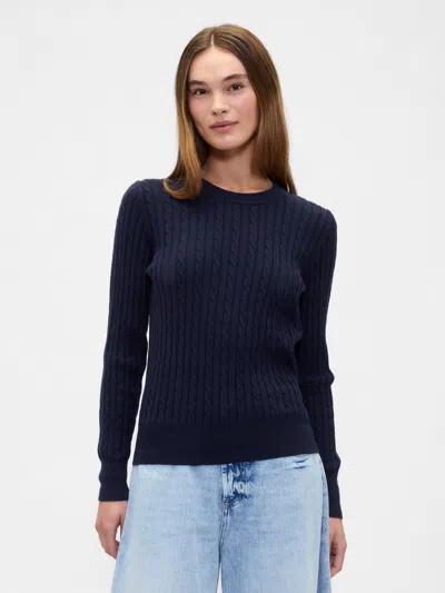 Gap Factory Cashsoft Cable-knit Crewneck Sweater In Blue